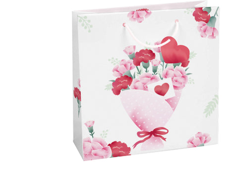 Dárková taška čtvercová-(TQ)  Quad mat  o rozměrech 15x6x14,5cm se vzorem kytice 22506 TQ.jpg