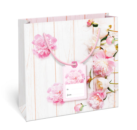 Dárková taška čtvercová-(TQ)  Quad mat  o rozměrech 15x6x14,5cm se  vzorem pivoněk 22604 TQ.jpg