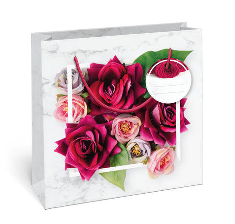 Dárková taška čtvercová-(TQ)  Quad mat o rozměrech 15x6x14,5cm se vzorem růží 22607 TQ.jpg